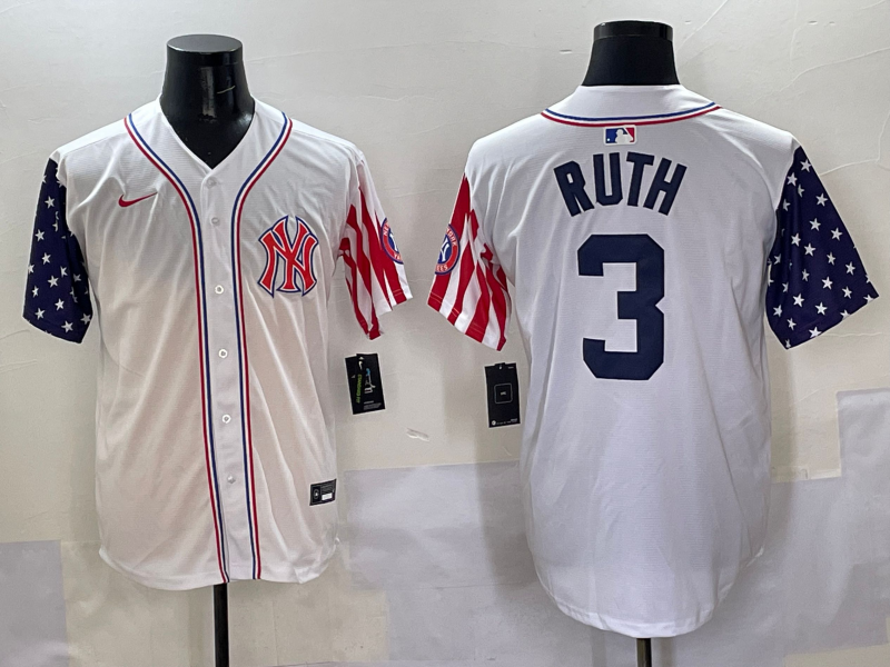 Men 2025  MLB New York Yankees #3 Ruth white jersey style 15->new york yankees->MLB Jersey